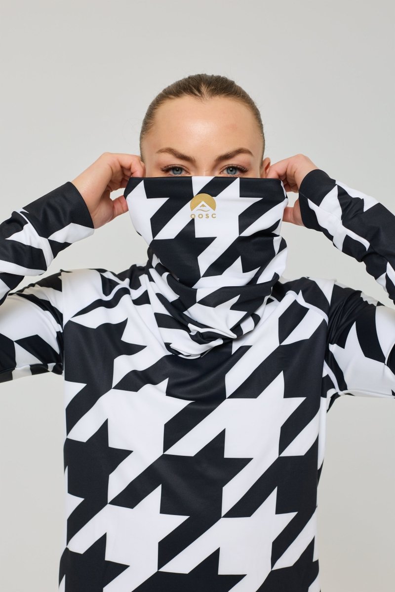Black & White Houndstooth Neck Warmer - OOSC Clothing