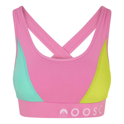 boats n hoes multi coloured pastel pink crossback sports bra