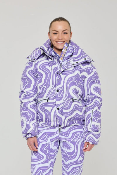 Chic Puffer Jacket - Amethyst Wave - OOSC Clothing