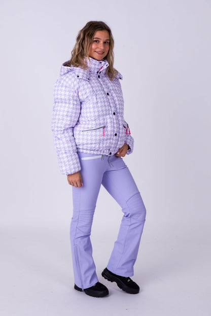 Chic Puffer Jacket - Purple Houndstooth - OOSC Clothing