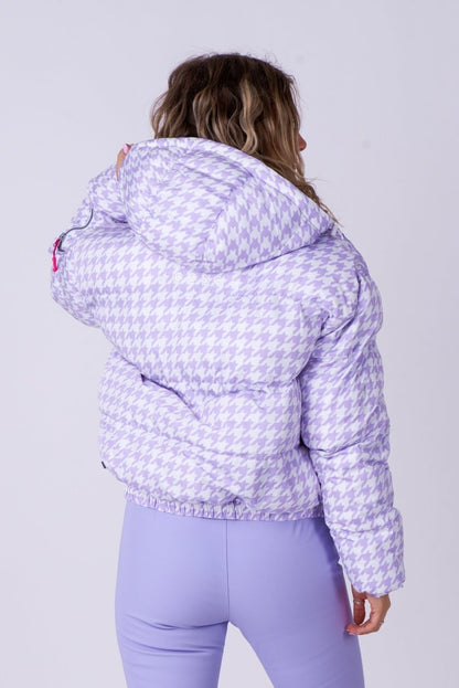 Chic Puffer Jacket - Purple Houndstooth - OOSC Clothing