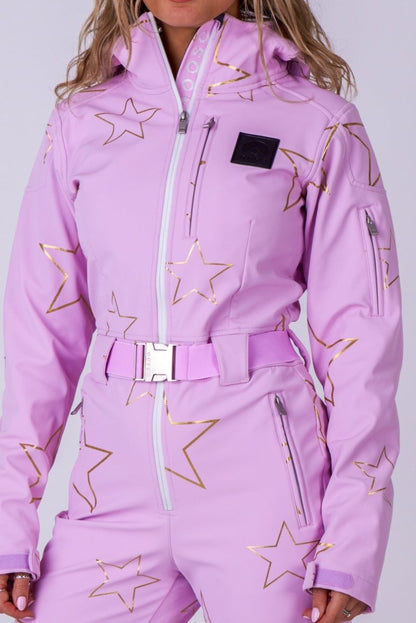 Chic Ski Suit - Pink with Gold Stars - OOSC Clothing