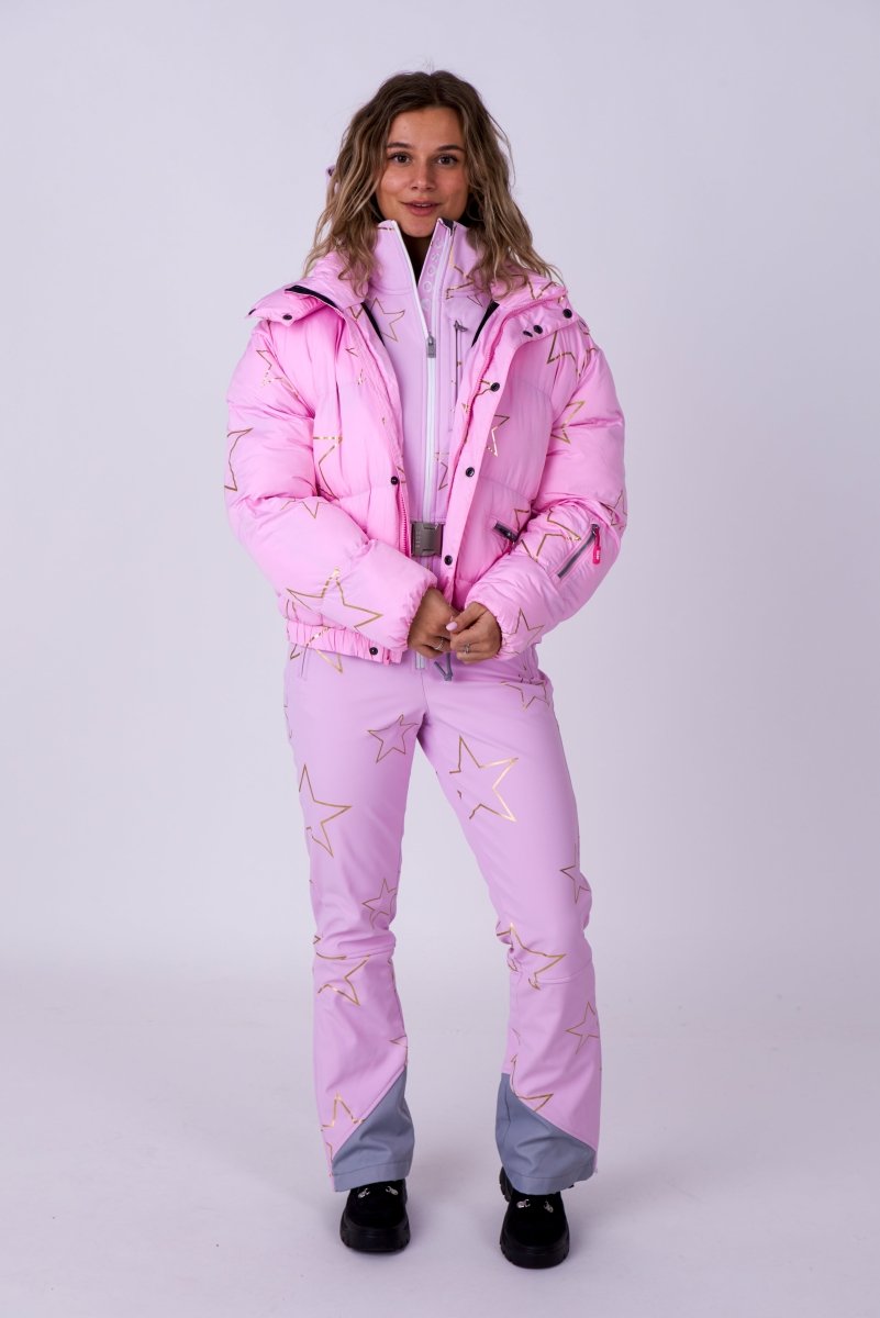 Chic Ski Suit - Pink with Gold Stars - OOSC Clothing