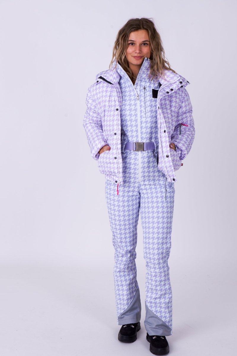 Chic Ski Suit - Purple Houndstooth - OOSC Clothing