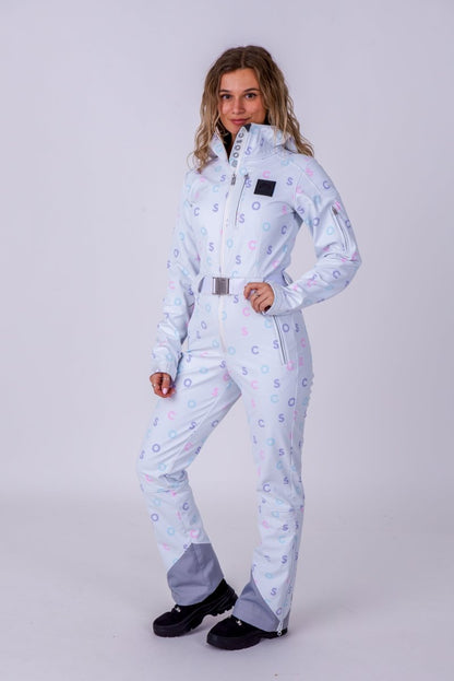 Chic Ski Suit - White OOSC Print - OOSC Clothing