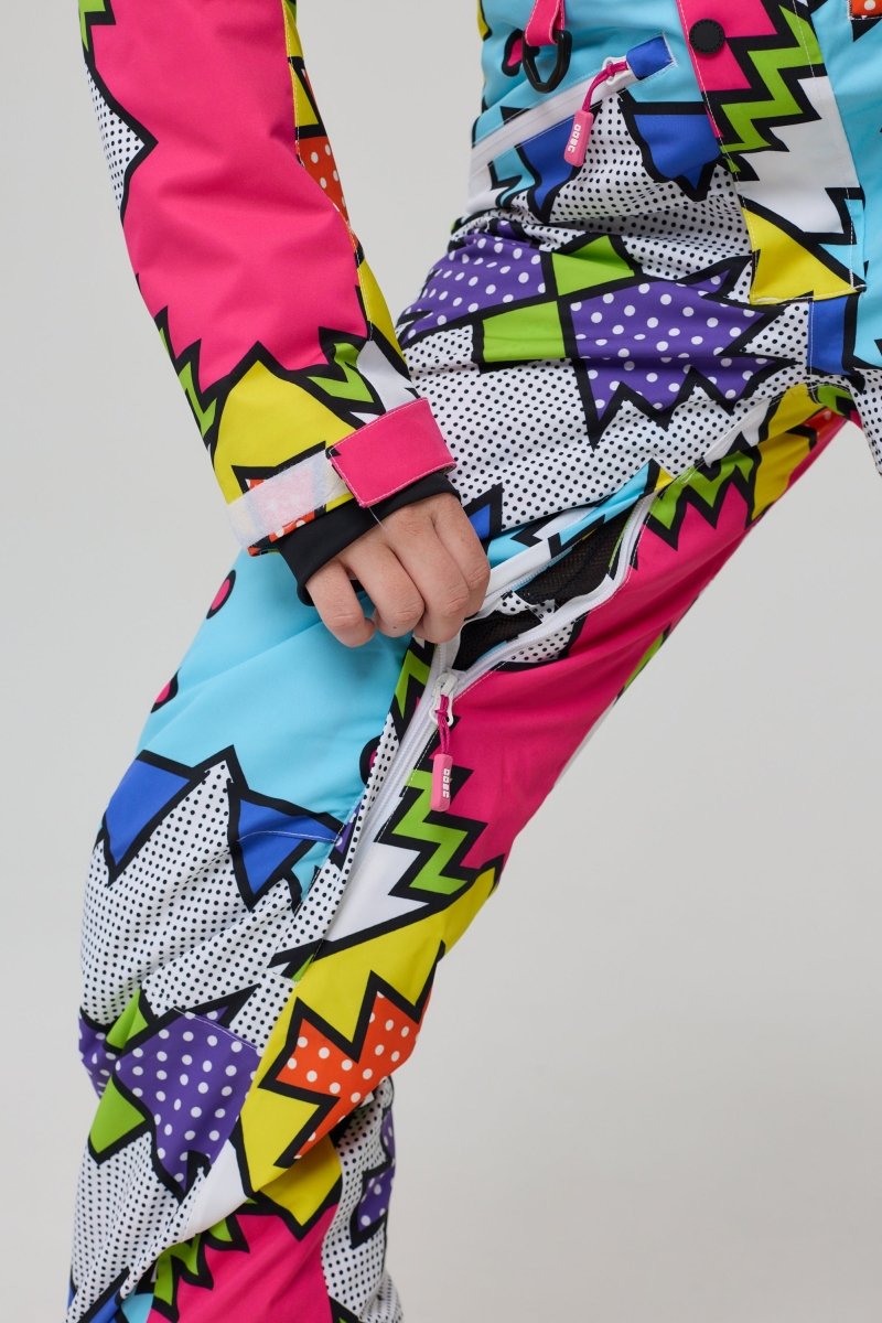 Day Tripper Shaped Women's Ski Suit | Geometric Neon | OOSC Clothing
