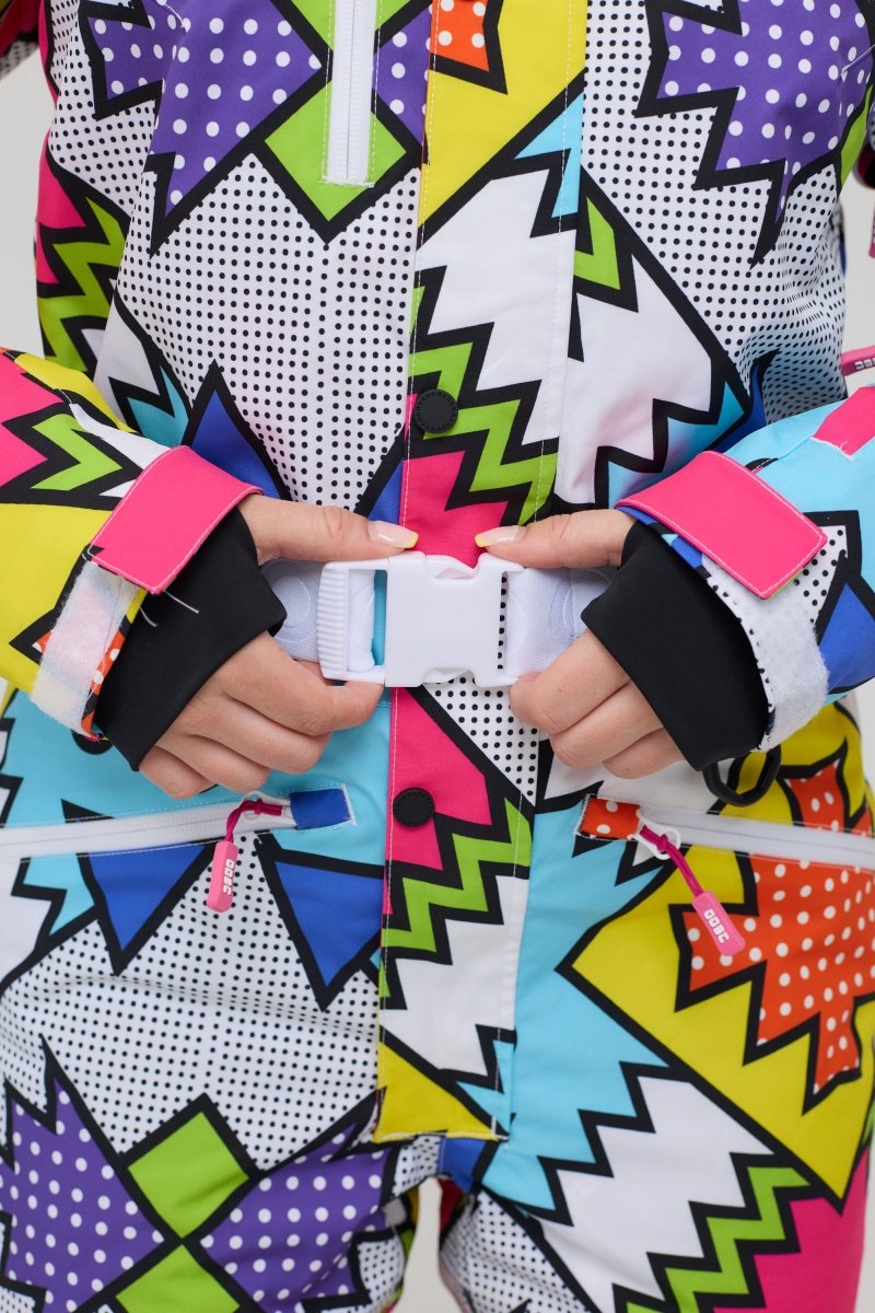 Day Tripper Shaped Women's Ski Suit | Geometric Neon | OOSC Clothing