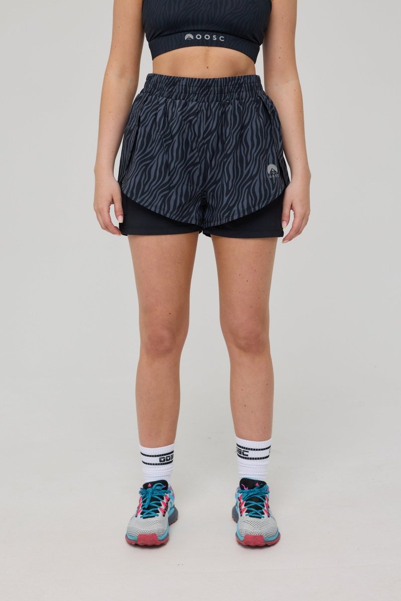 Elite 2 in 1 Running Shorts - Black Tiger - OOSC Clothing
