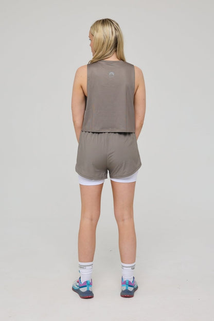 Elite 2 in 1 Running Shorts - Khaki - OOSC Clothing