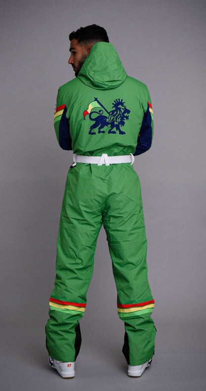 oosc mens green rasta ski onepiece