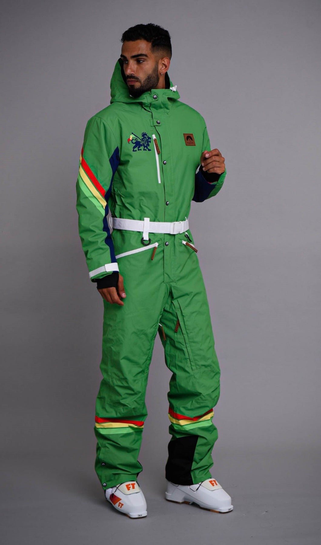 oosc mens green rasta flag ski onesie