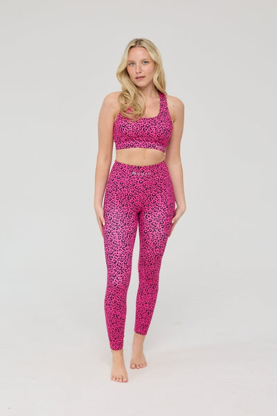 High Support Elite Crossback Sports Bra - Pink Leopard - OOSC Clothing