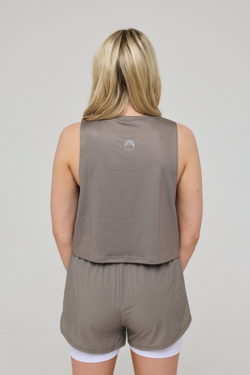 Infinite Cropped Tank Top - Khaki - OOSC Clothing