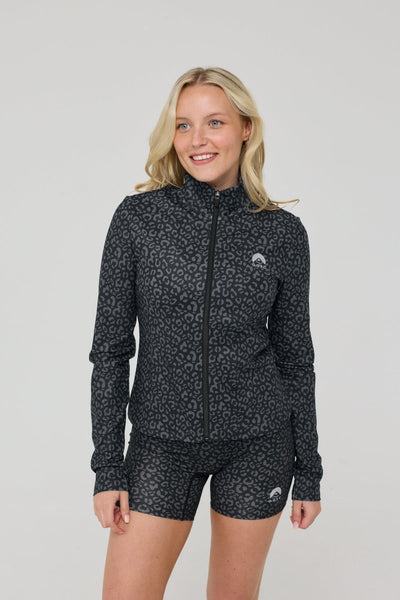 Infinite Cropped Zipped Jacket - Black Leopard - OOSC Clothing