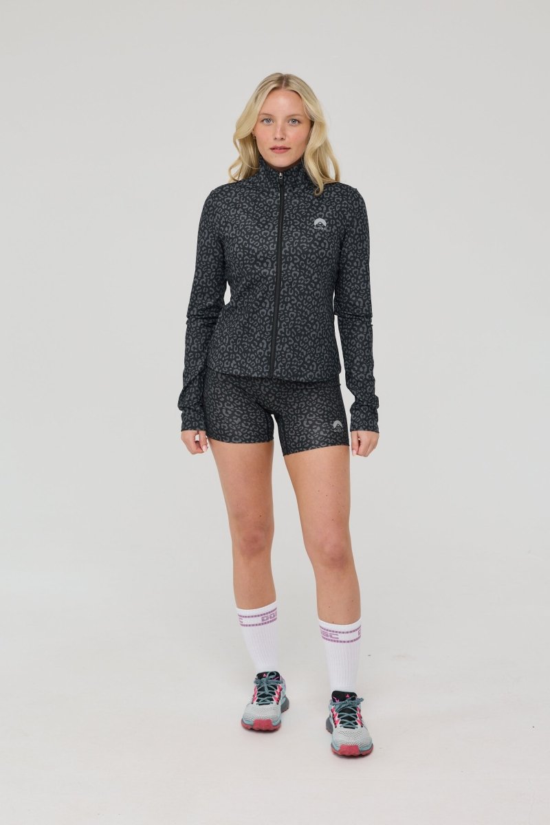 Infinite Cropped Zipped Jacket - Black Leopard - OOSC Clothing