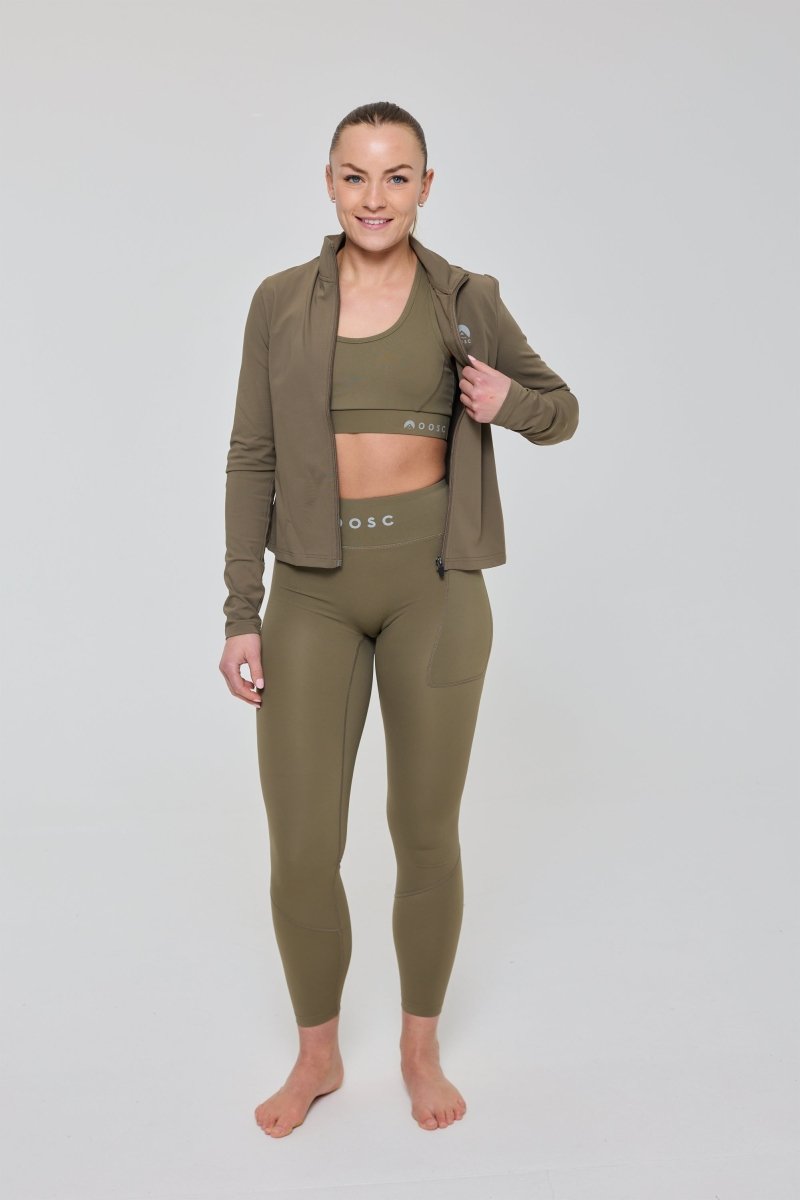 Infinite Cropped Zipped Jacket - Khaki - OOSC Clothing