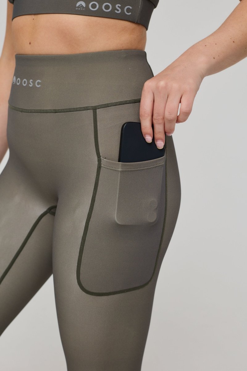 Infinite High Waisted Leggings - Khaki - OOSC Clothing