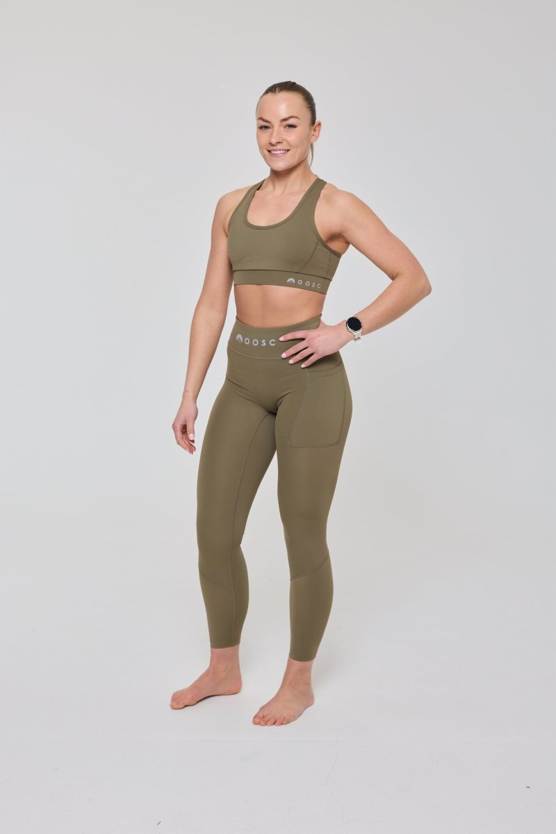 Infinite High Waisted Leggings - Khaki - OOSC Clothing
