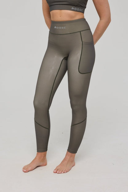Infinite High Waisted Leggings - Khaki - OOSC Clothing