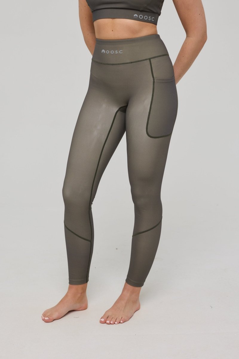 Infinite High Waisted Leggings - Khaki - OOSC Clothing