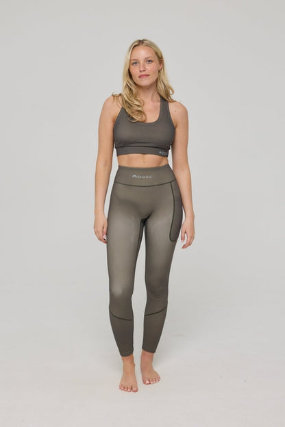 Infinite High Waisted Leggings - Khaki - OOSC Clothing