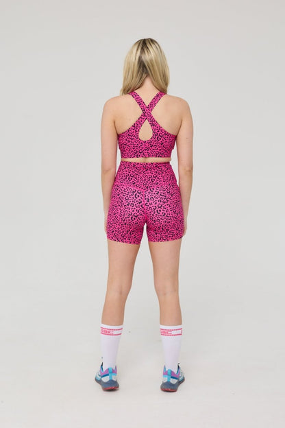 Infinite High Waisted Shorts - Pink Leopard - OOSC Clothing