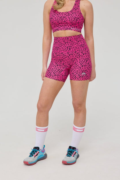 Infinite High Waisted Shorts - Pink Leopard - OOSC Clothing