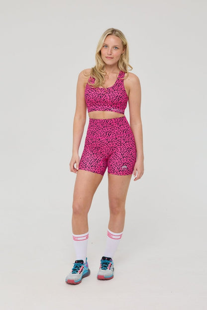 Infinite High Waisted Shorts - Pink Leopard - OOSC Clothing