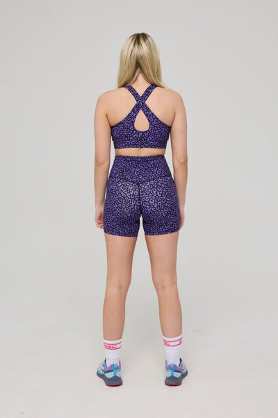 Infinite High Waisted Shorts - Purple Leopard - OOSC Clothing