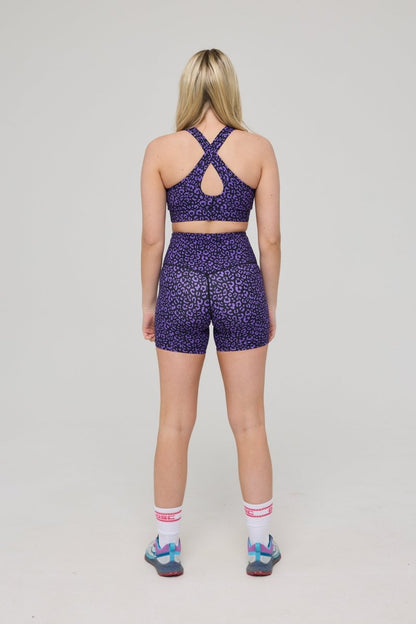 Infinite High Waisted Shorts - Purple Leopard - OOSC Clothing