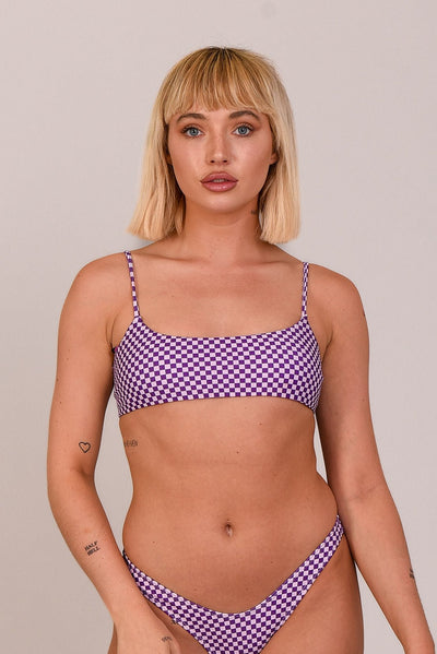 Haut de bikini court à lacets Checkmate