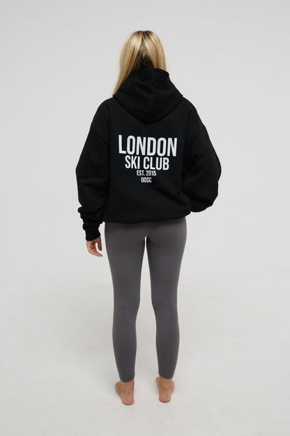 London Ski Club Oversize Hoodie - Black - OOSC Clothing