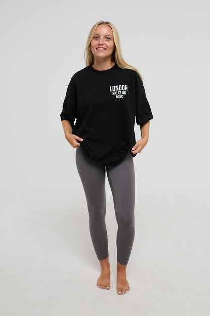 London Ski Club Oversize T-Shirt - Black - OOSC Clothing