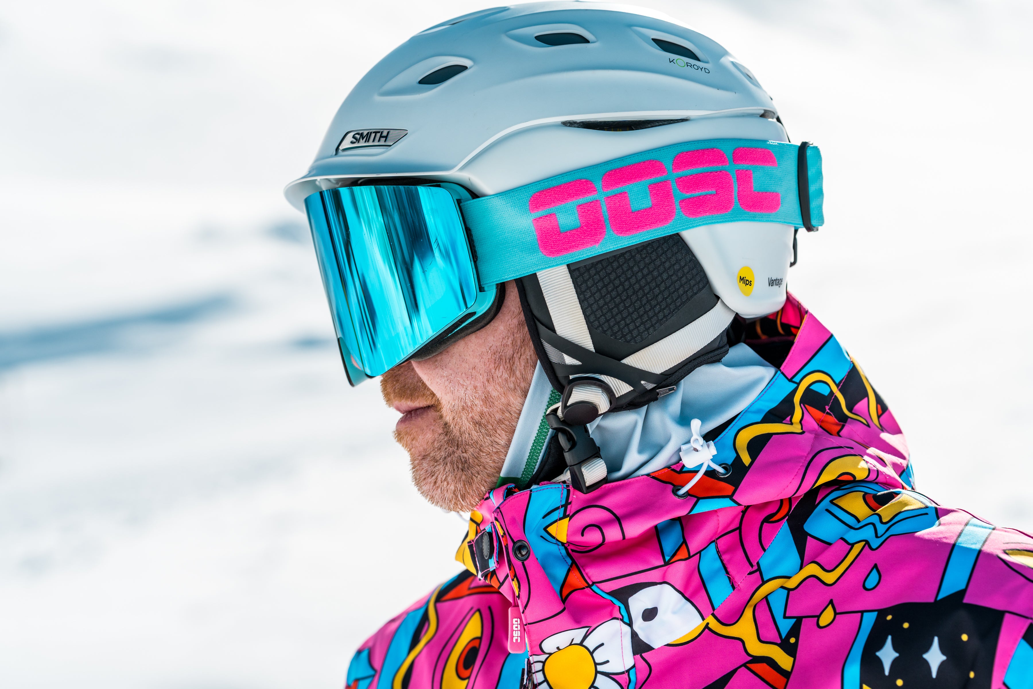 OOSC Vizion Ski & Snowboard Goggles - Neon Blue and Pink