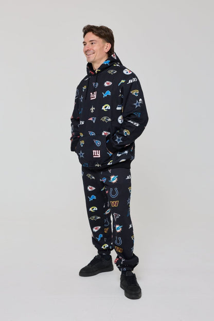 NFL Heavyweight Oversize 32 Team Mash Up Hoodie - Black - OOSC Clothing