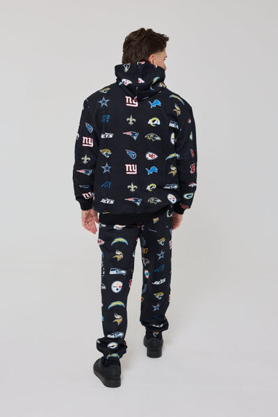 NFL Heavyweight Oversize 32 Team Mash Up Hoodie - Black - OOSC Clothing