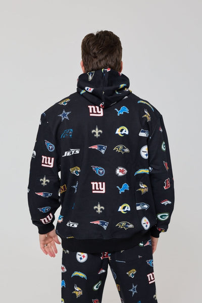 NFL Heavyweight Oversize 32 Team Mash Up Hoodie - Black - OOSC Clothing