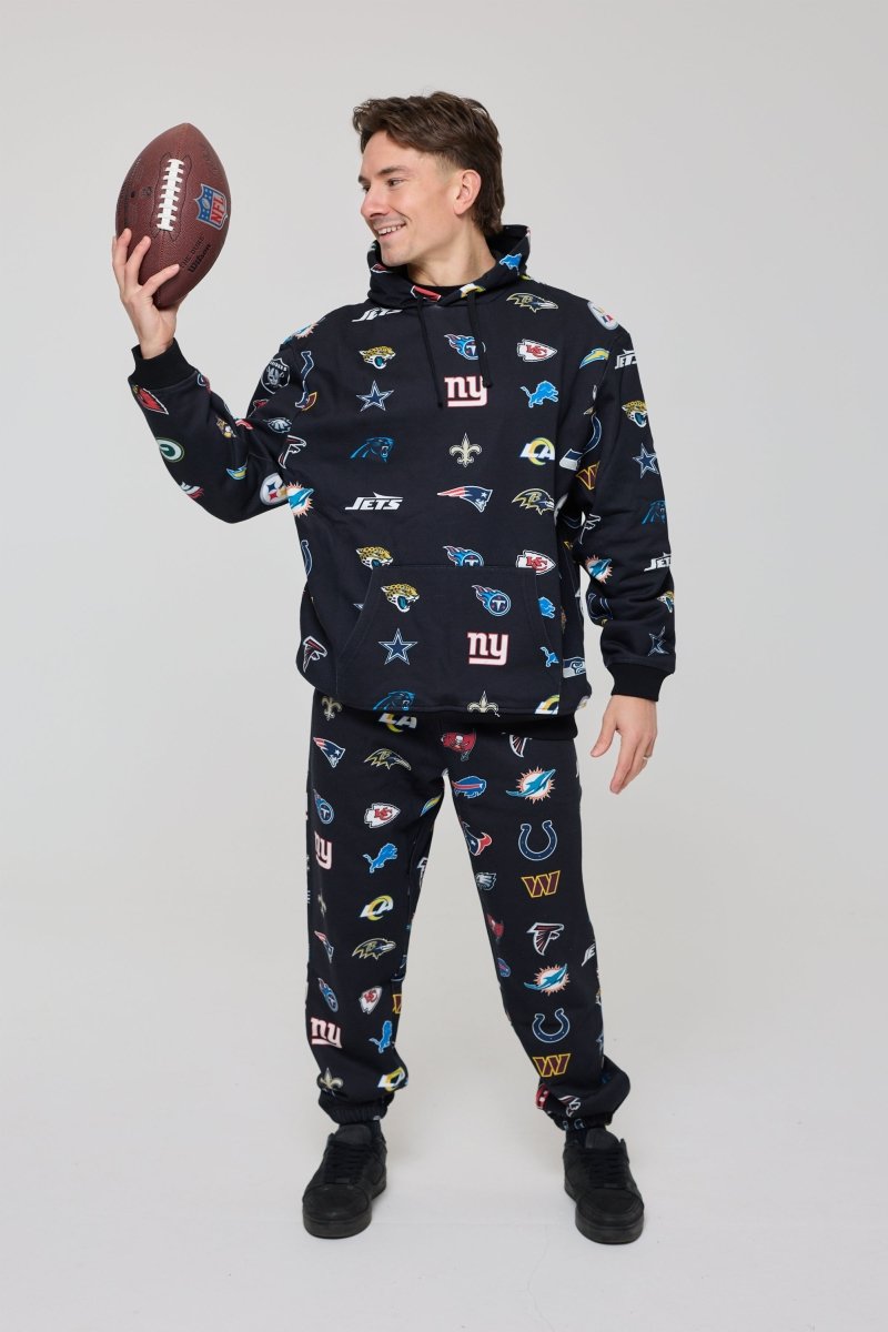 NFL Heavyweight Oversize 32 Team Mash Up Sweat Pants - Black - OOSC Clothing