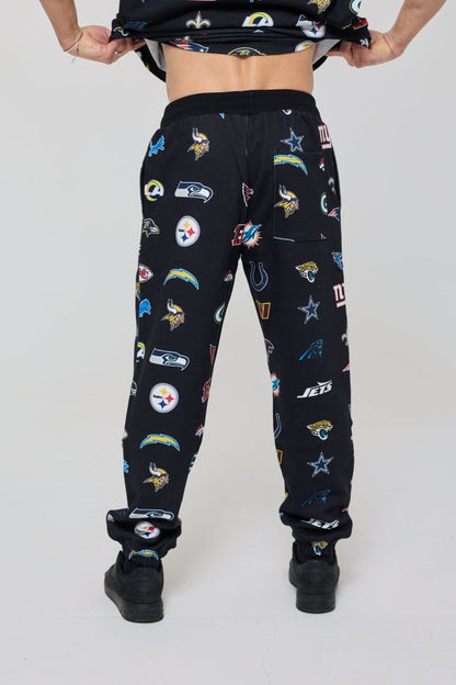 NFL Heavyweight Oversize 32 Team Mash Up Sweat Pants - Black - OOSC Clothing
