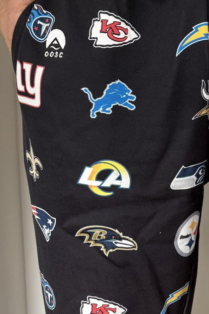 NFL Heavyweight Oversize 32 Team Mash Up Sweat Pants - Black - OOSC Clothing