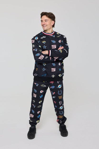 NFL Heavyweight Oversize 32 Team Mash Up Sweatshirt - Black - OOSC Clothing