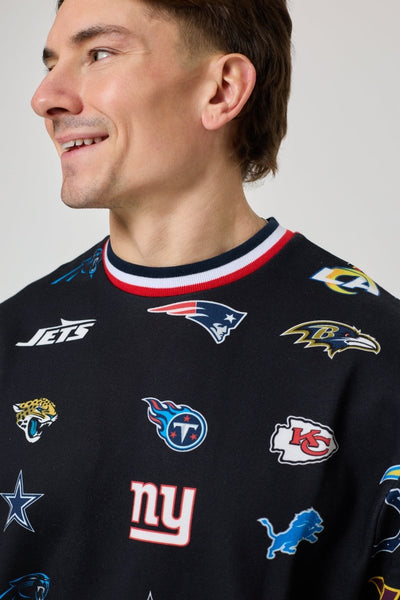 NFL Heavyweight Oversize 32 Team Mash Up Sweatshirt - Black - OOSC Clothing