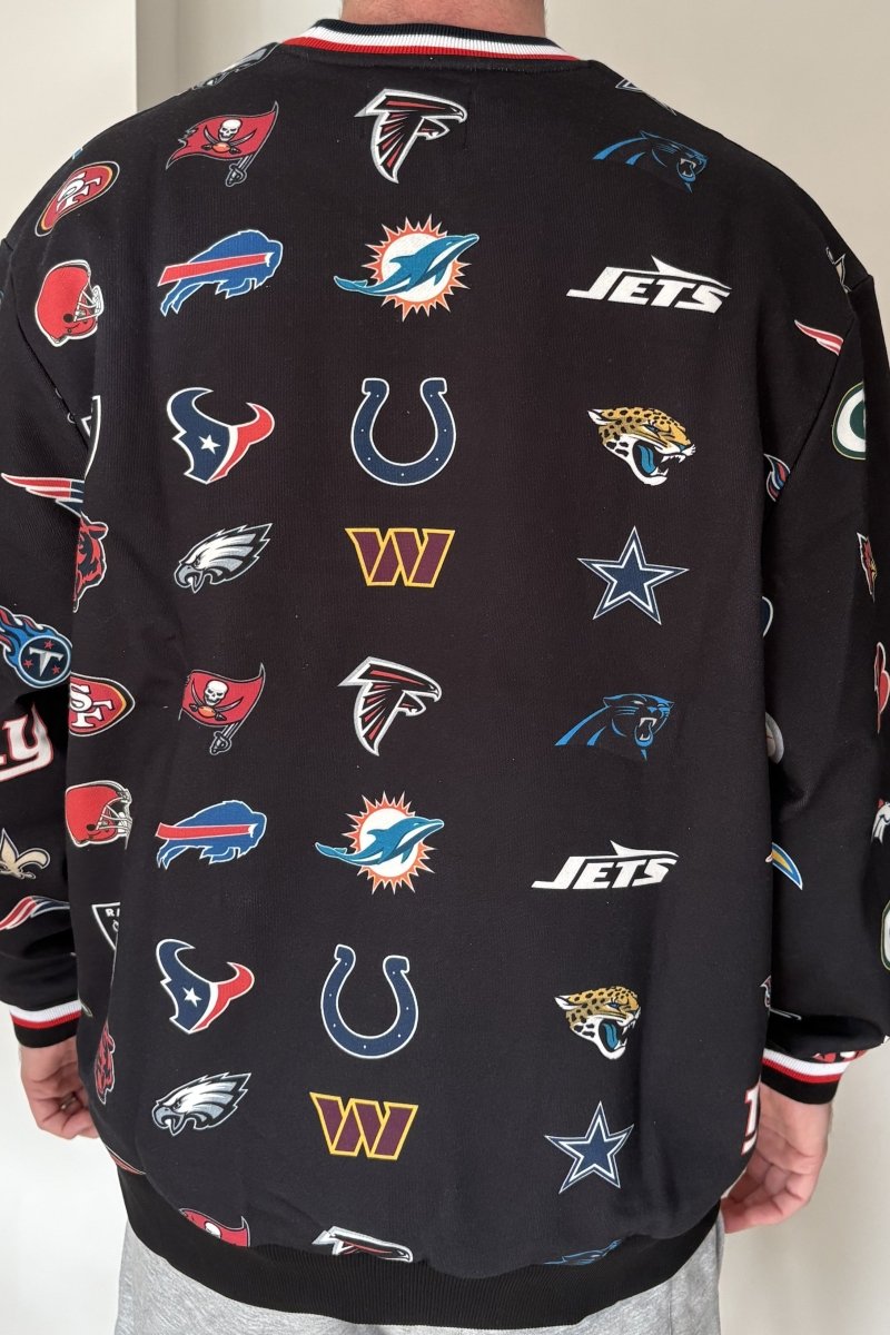 NFL Heavyweight Oversize 32 Team Mash Up Sweatshirt - Black - OOSC Clothing