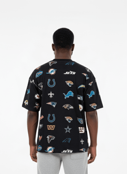 NFL Heavyweight Oversize 32 Team Mash Up T-Shirt - Black - OOSC Clothing