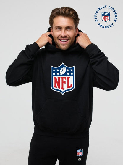 NFL Heavyweight Oversize Shield Hoodie - Black - OOSC Clothing