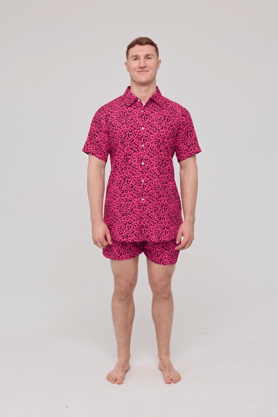 Pink Leopard Men's Swim Shorts - OOSC Clothing