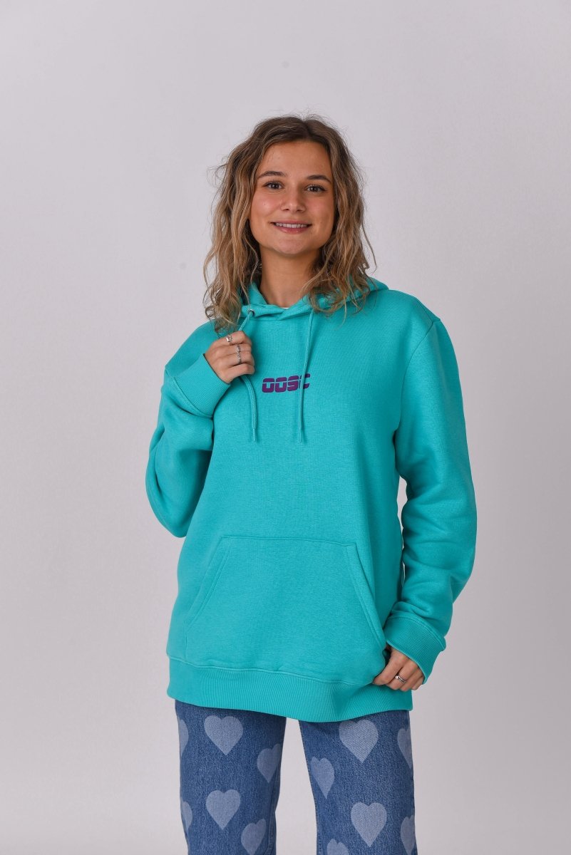 Retro OOSC Hoodie - Aqua - OOSC Clothing