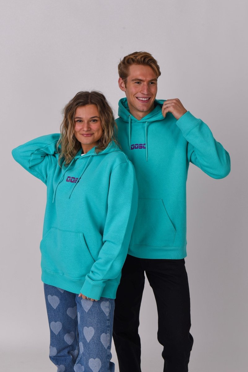 Retro OOSC Hoodie - Aqua - OOSC Clothing