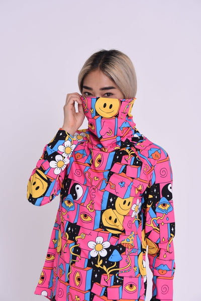 Trippy Hippy Women's High Neck Baselayer Top - OOSC Clothing