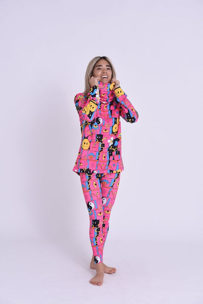 Trippy Hippy Women's High Neck Baselayer Top - OOSC Clothing